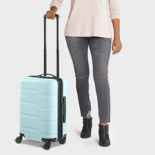 American Tourister Hardside Small Checked Suitcase - Muddy Aqua